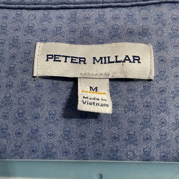 Peter Millar Sweater Light Blue Skulls Performance Quarter Zip Golf AOP Men’s M - Picture 2 of 9